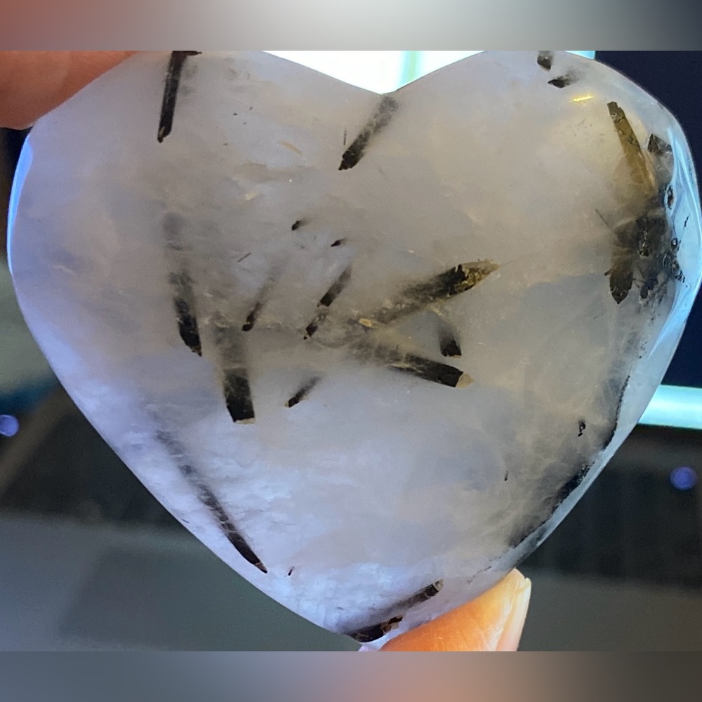 Black Tourmaline Rutilated Quartz Heart